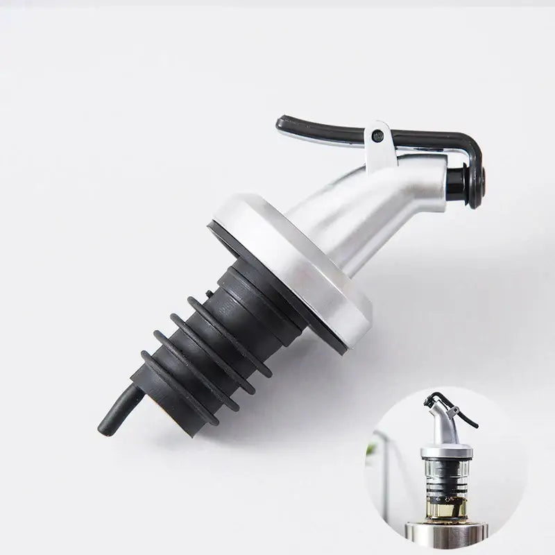 Silver and black lever bottle cap stopper set kitchen dispenser
