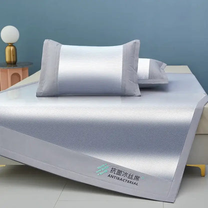 Silver and gray antibacterial cooling sheet – bedroom ice silk pad