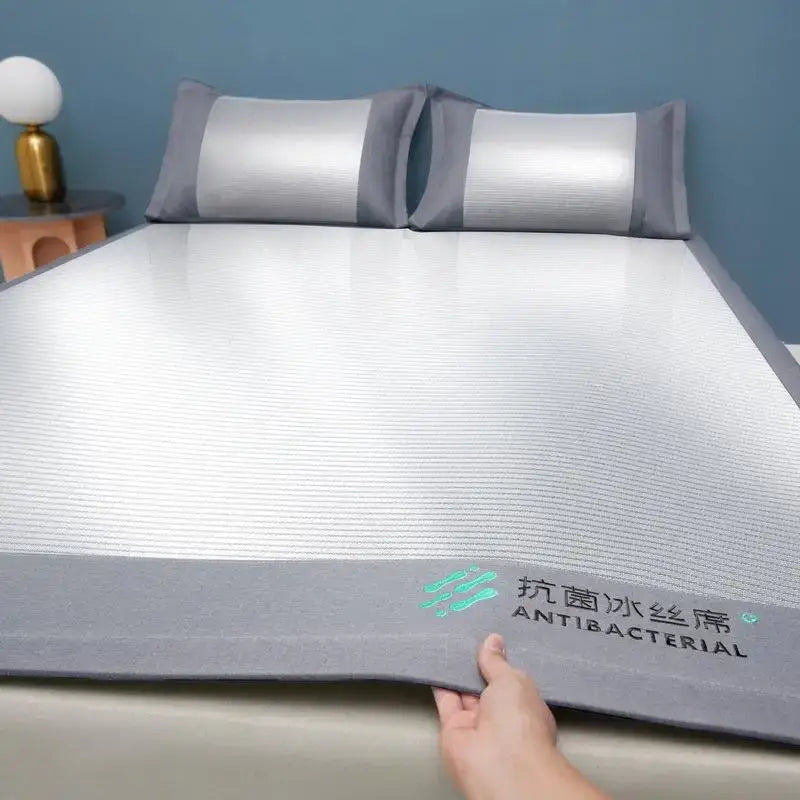 Silver and gray antibacterial cooling sheet – bedroom ice silk pad