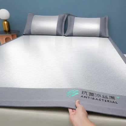 Silver and gray antibacterial cooling sheet – bedroom ice silk pad