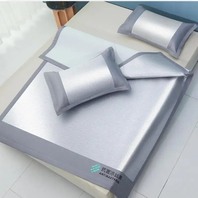 Silver and gray antibacterial cooling sheet – bedroom ice silk pad