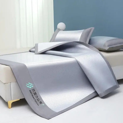 Silver and gray antibacterial cooling sheet – bedroom ice silk pad