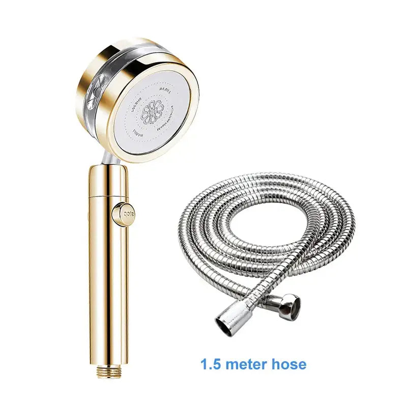 Silver and purple double panel turbo shower head bathroom jet