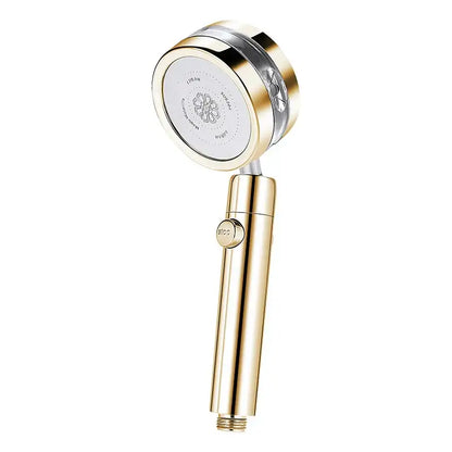 Silver and purple double panel turbo shower head bathroom jet