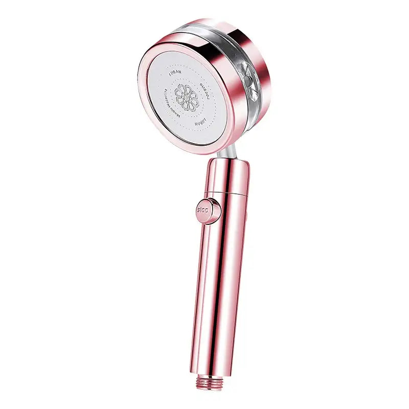 Silver and purple double panel turbo shower head bathroom jet