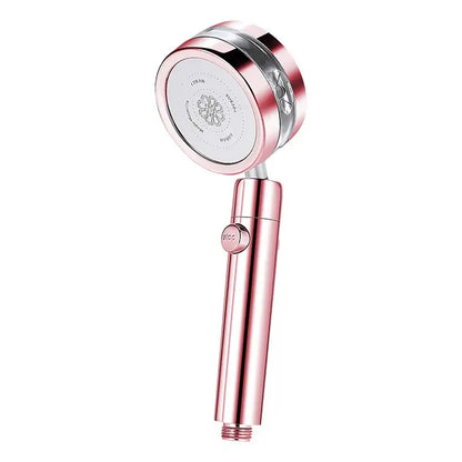 Silver and purple double panel turbo shower head bathroom jet