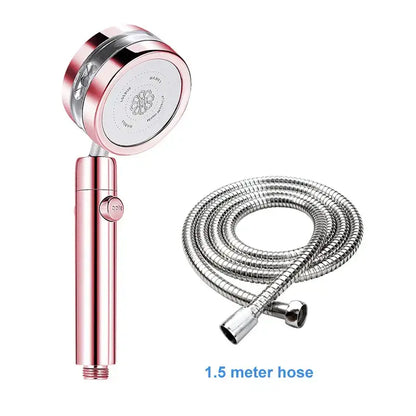 Silver and purple double panel turbo shower head bathroom jet