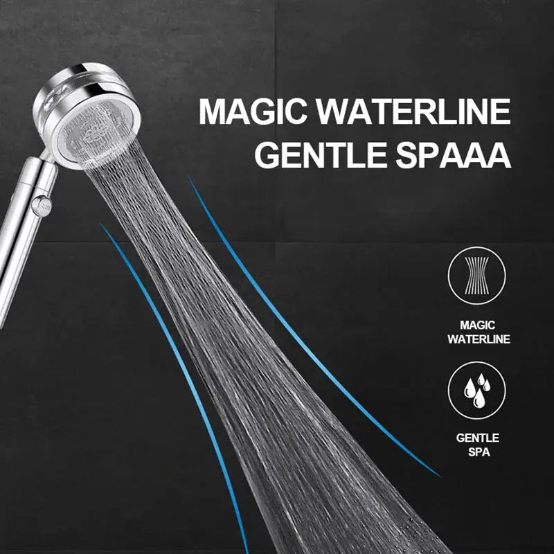 Silver and purple double panel turbo shower head bathroom jet