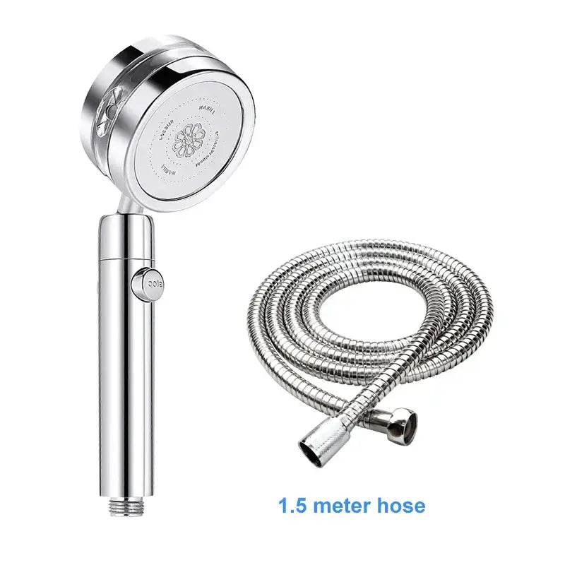Silver and purple double panel turbo shower head bathroom jet