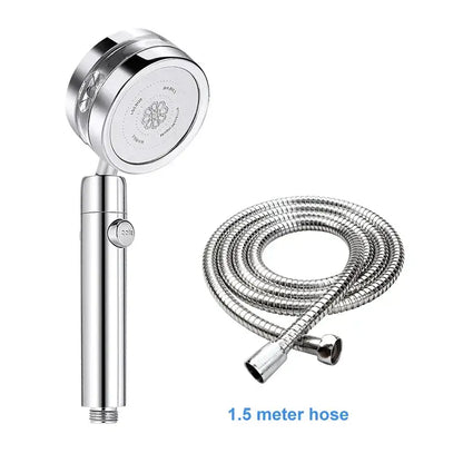 Silver and purple double panel turbo shower head bathroom jet
