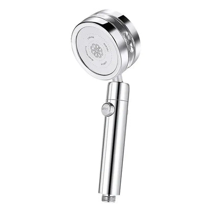Silver and purple double panel turbo shower head bathroom jet