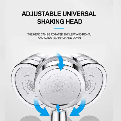 Silver and purple double panel turbo shower head bathroom jet