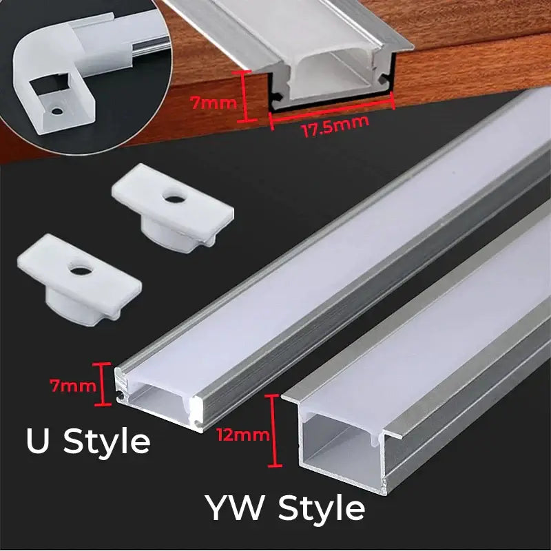 Silver and white aluminum profile recessed led strip channel kitchen