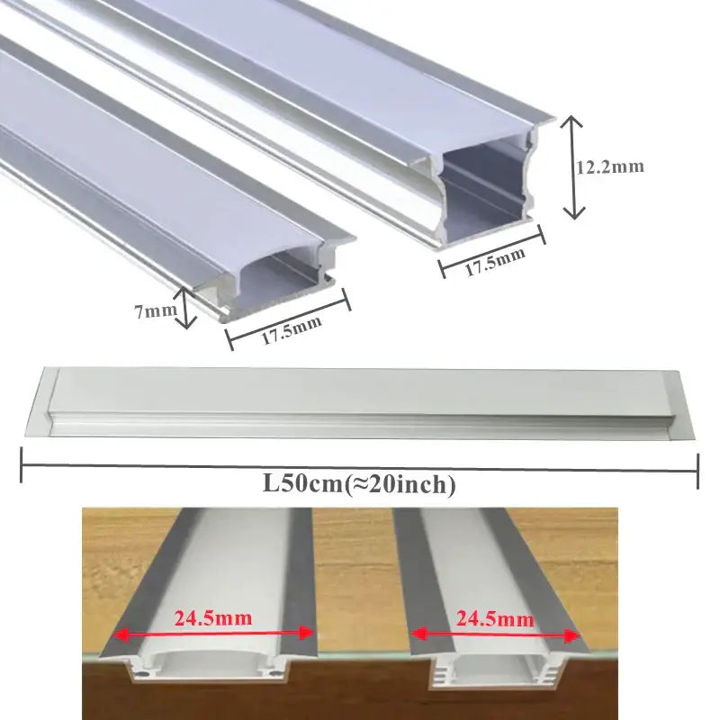 Silver and white aluminum profile recessed led strip channel kitchen