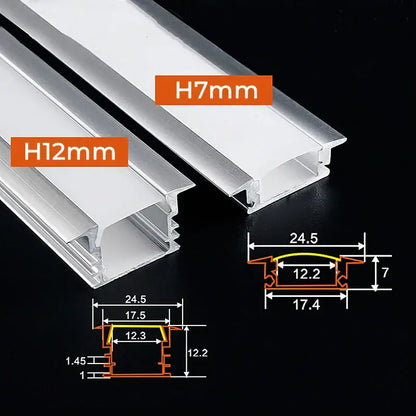 Silver and white aluminum profile recessed led strip channel kitchen