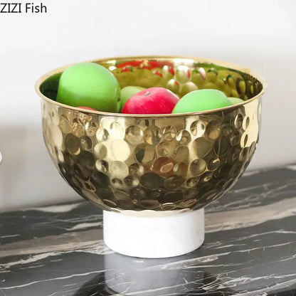 Silver and white hammer pattern fruits bowl dining room pedestal tray