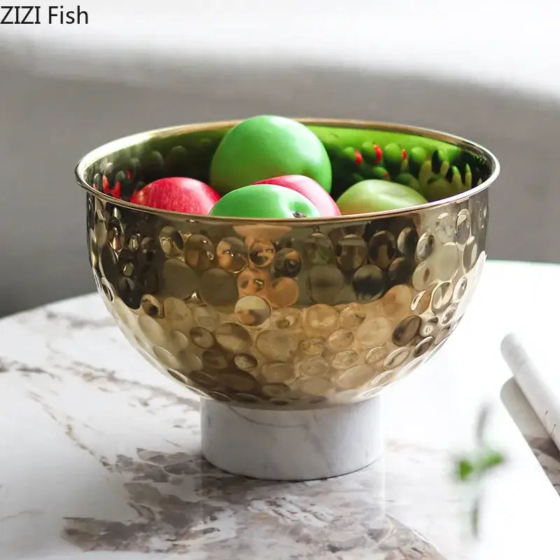 Silver and white hammer pattern fruits bowl dining room pedestal tray