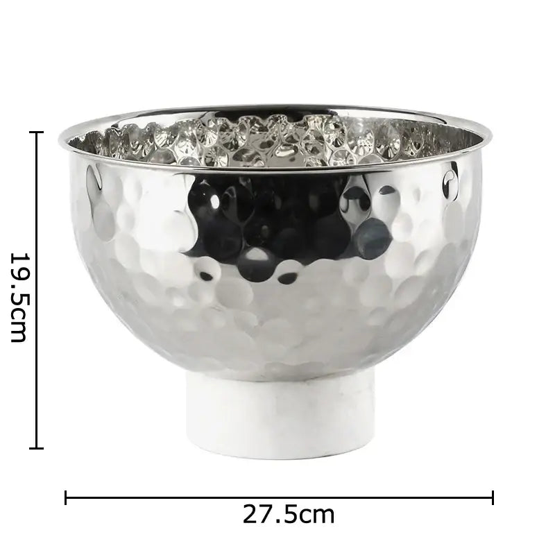 Silver and white hammer pattern fruits bowl dining room pedestal tray