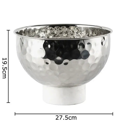 Silver and white hammer pattern fruits bowl dining room pedestal tray