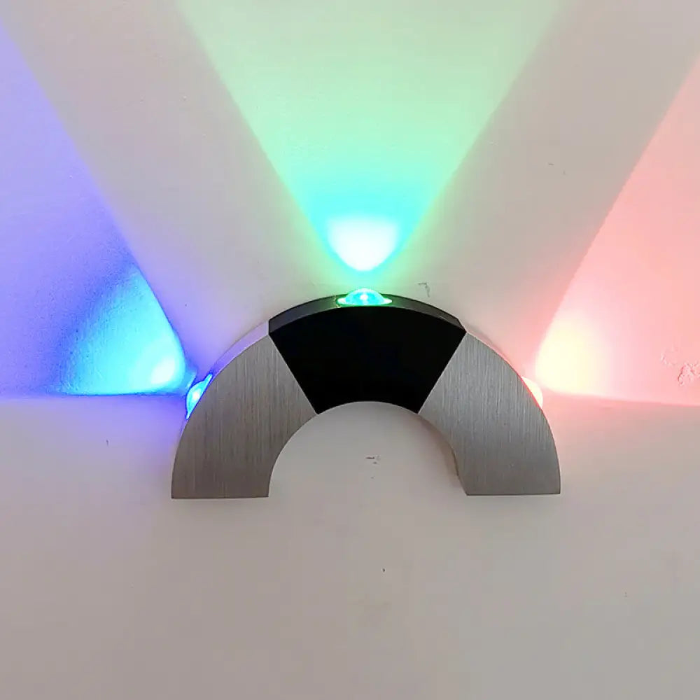 DecorBites™ Silver & Black Arch Small Wall Light: Simplicity meets Aluminum RGB Color LED Sconce Fixture