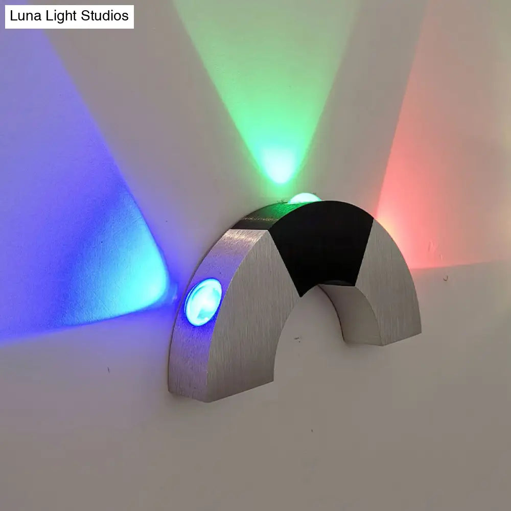DecorBites™ Silver & Black Arch Small Wall Light: Simplicity meets Aluminum RGB Color LED Sconce Fixture