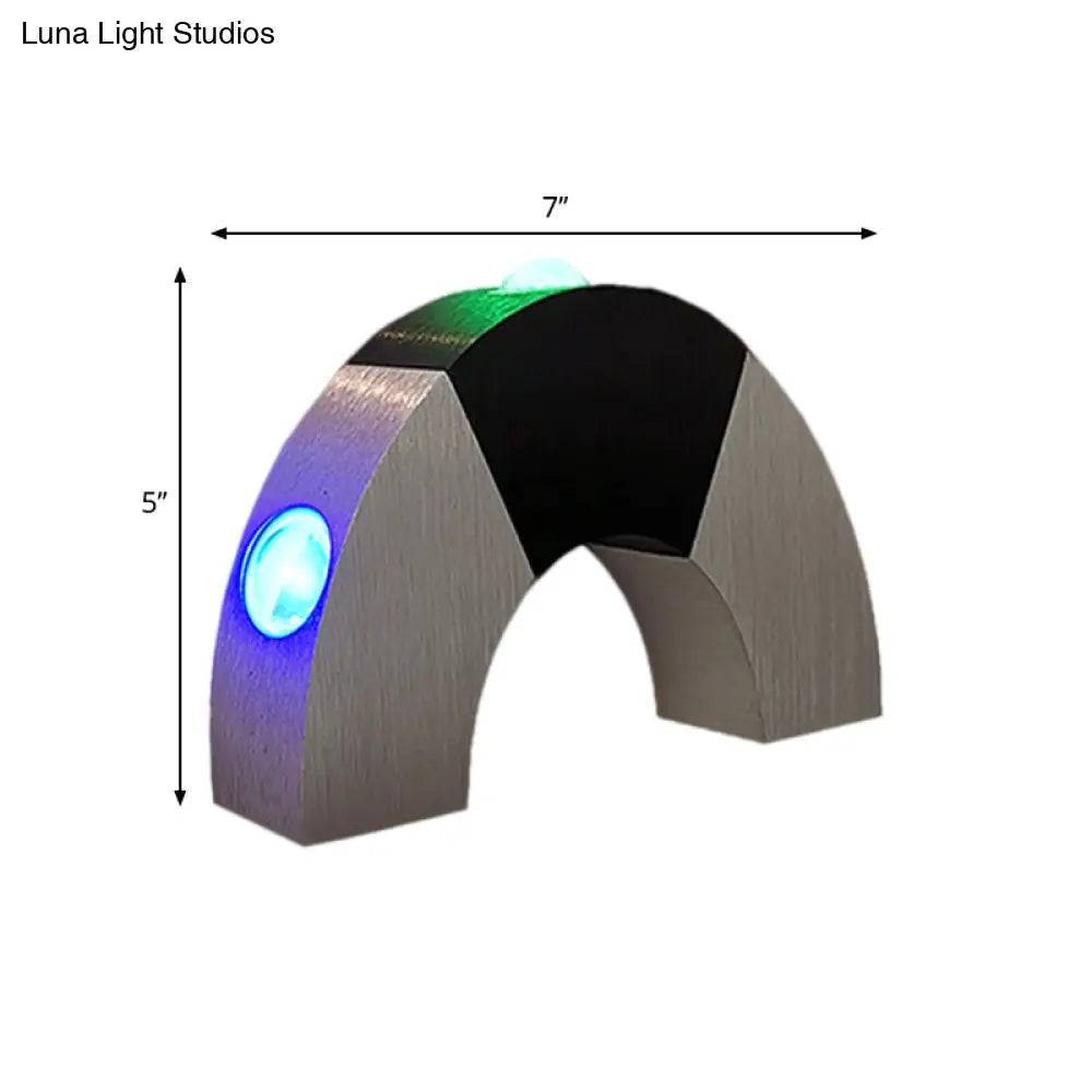 DecorBites™ Silver & Black Arch Small Wall Light: Simplicity meets Aluminum RGB Color LED Sconce Fixture