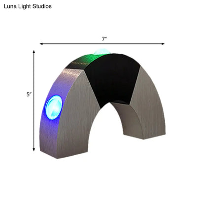 DecorBites™ Silver & Black Arch Small Wall Light: Simplicity meets Aluminum RGB Color LED Sconce Fixture