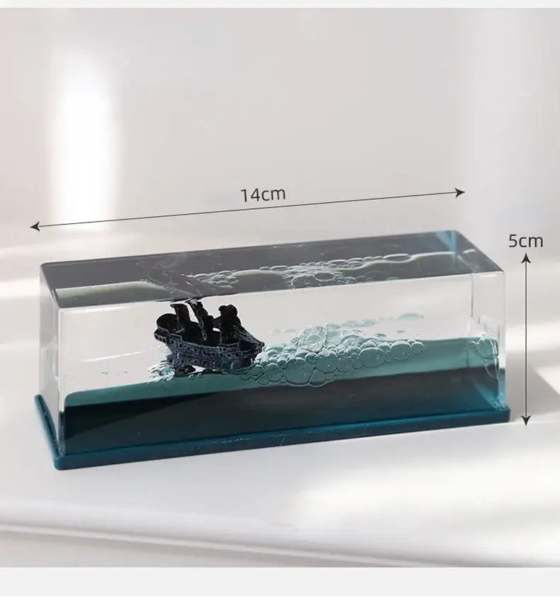 Silver black pearl pirate ship glass display case office decor