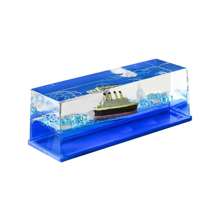 Silver black pearl pirate ship glass display case office decor
