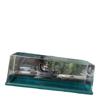 Silver black pearl pirate ship glass display case office decor
