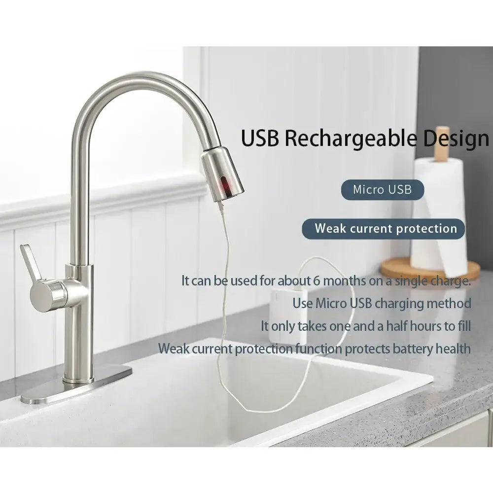 Silver brush nickel touchless sensor faucet kitchen accessories