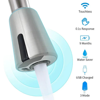Silver brush nickel touchless sensor faucet kitchen accessories