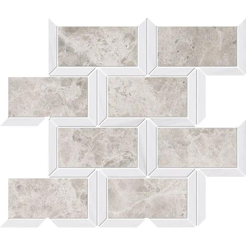 Silver Mystique Multi Finish Cascade Marble Mosaics 9 5/8x11 13/16