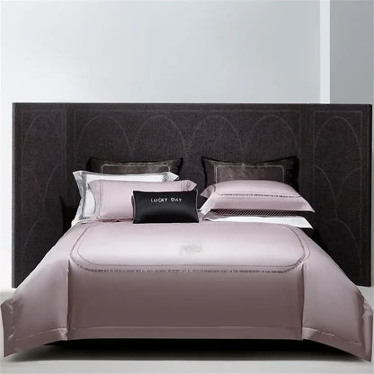 Silver cotton satin jacquard bedding set bedroom lucky day accent