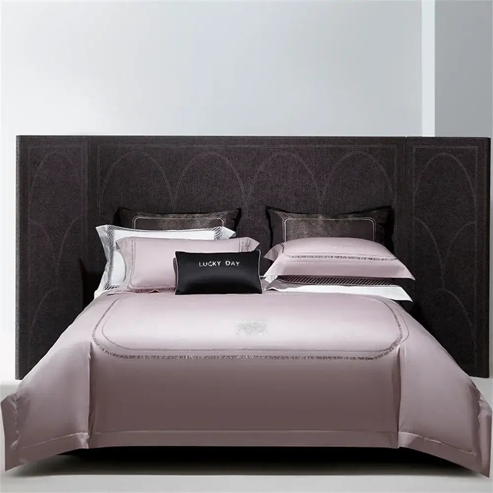 Silver cotton satin jacquard bedding set bedroom lucky day accent