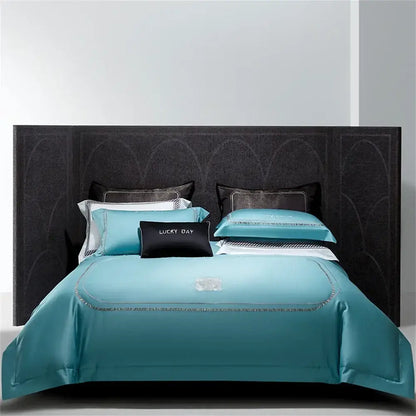 Silver cotton satin jacquard bedding set bedroom lucky day accent