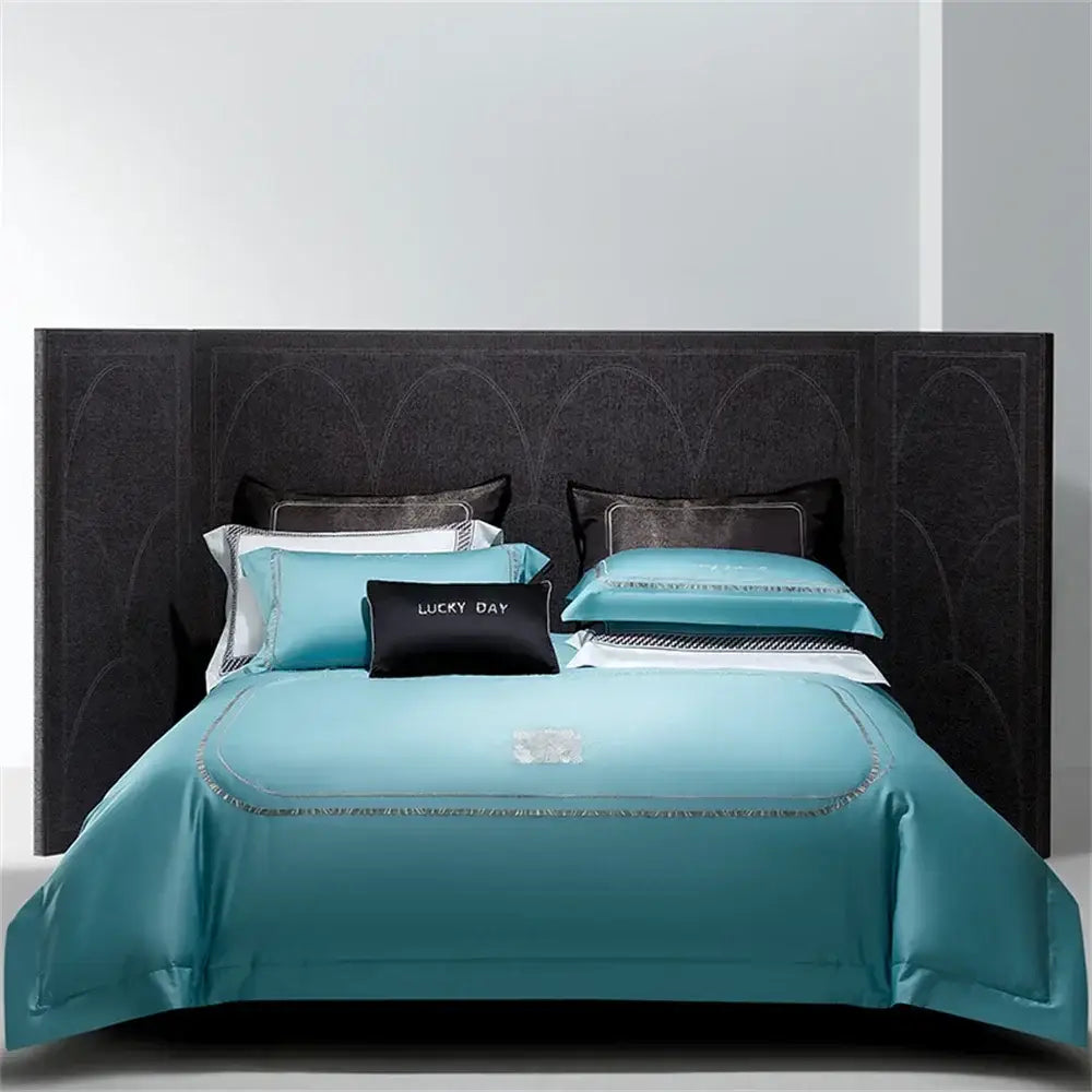 Silver cotton satin jacquard bedding set bedroom lucky day accent