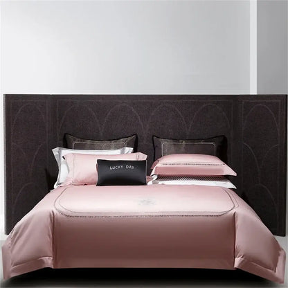 Silver cotton satin jacquard bedding set bedroom lucky day accent