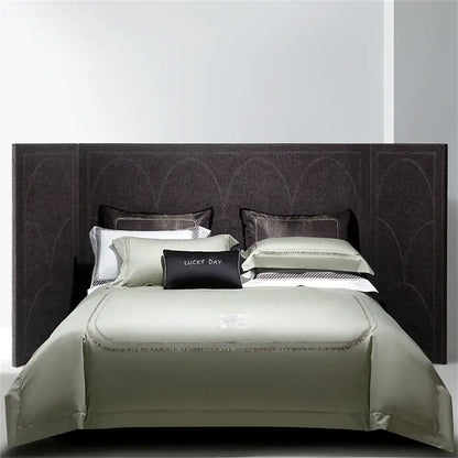 Silver cotton satin jacquard bedding set bedroom lucky day accent