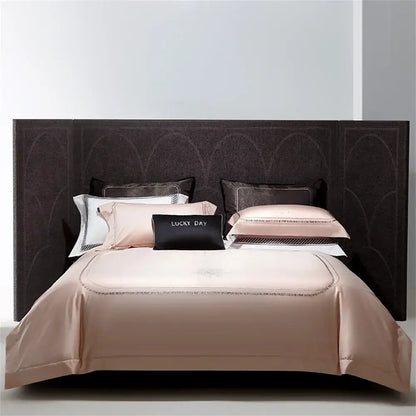 Silver cotton satin jacquard bedding set bedroom lucky day accent