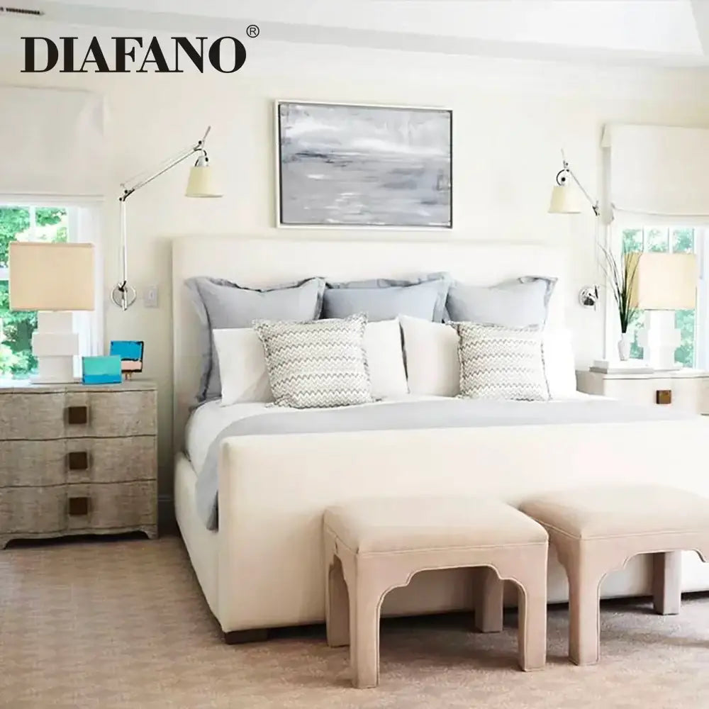 Silver & cream long swing arm wall lamp bedroom reading light