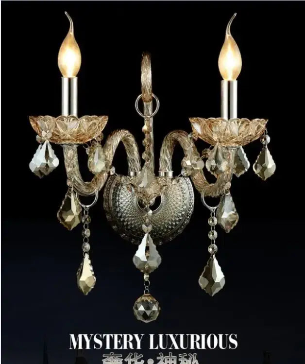 Silver crystal cognac wall lamp for luxury living room