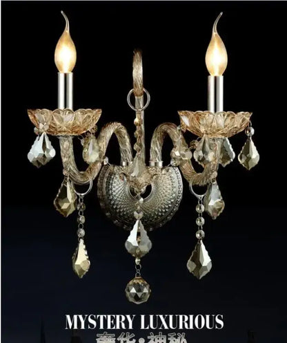 Silver crystal cognac wall lamp for luxury living room