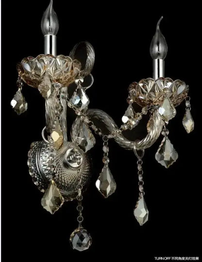 Silver crystal cognac wall lamp for luxury living room