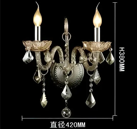 Silver crystal cognac wall lamp for luxury living room