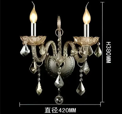 Silver crystal cognac wall lamp for luxury living room