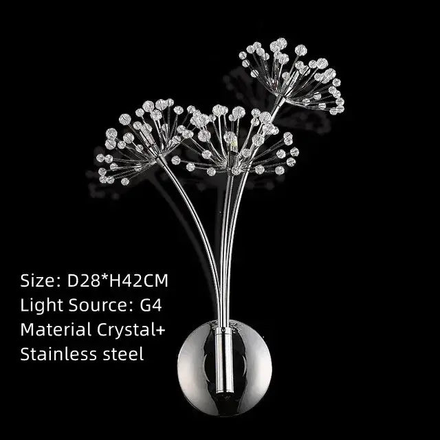 Silver crystal dandelion led floor lamp for living room bedroom