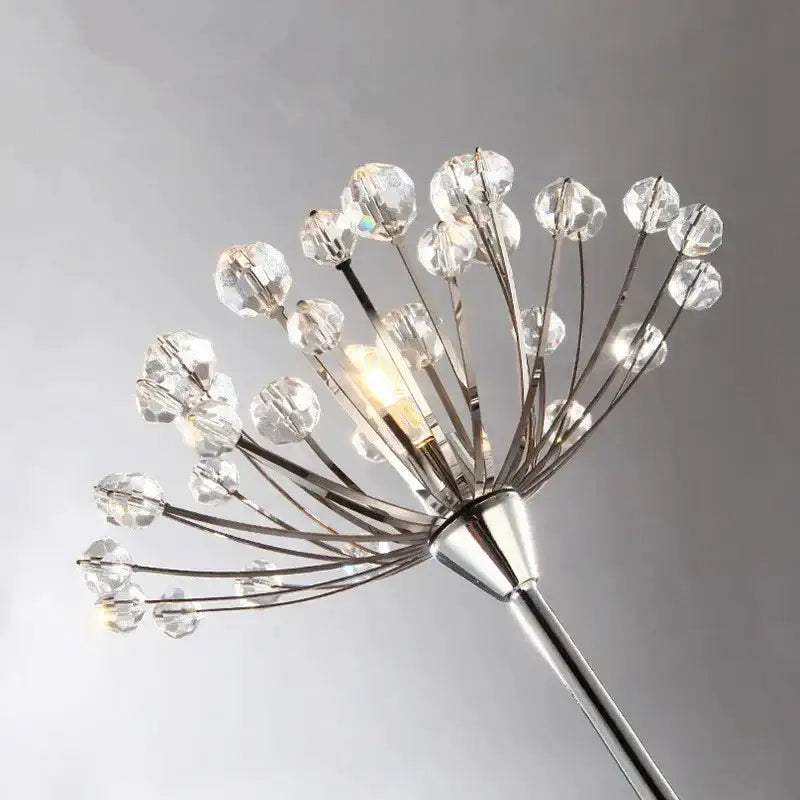 Silver crystal dandelion led floor lamp for living room bedroom