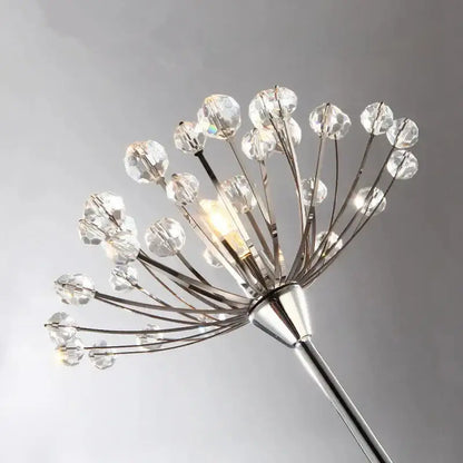 Silver crystal dandelion led floor lamp for living room bedroom