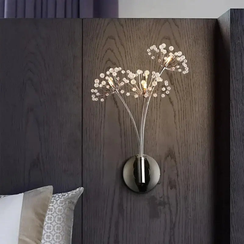 Silver crystal dandelion led floor lamp for living room bedroom